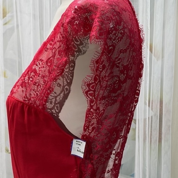 Elise Ryan Red Sleeveless Laced Sheer Maxi Occasion Dress - Picture 11 of 12